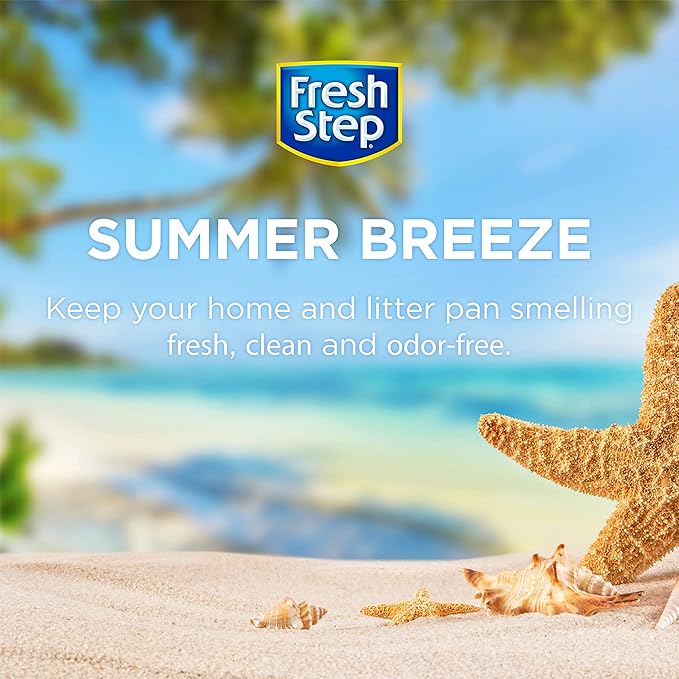 Fresh Step Cat Litter Crystals in Tropical Summer Breeze Scent - Cat Litter Box Deodorizer - Combats Odors and Neutralizes Smells to Keep Your Home Clean, 15 Ounce - 6 Pack