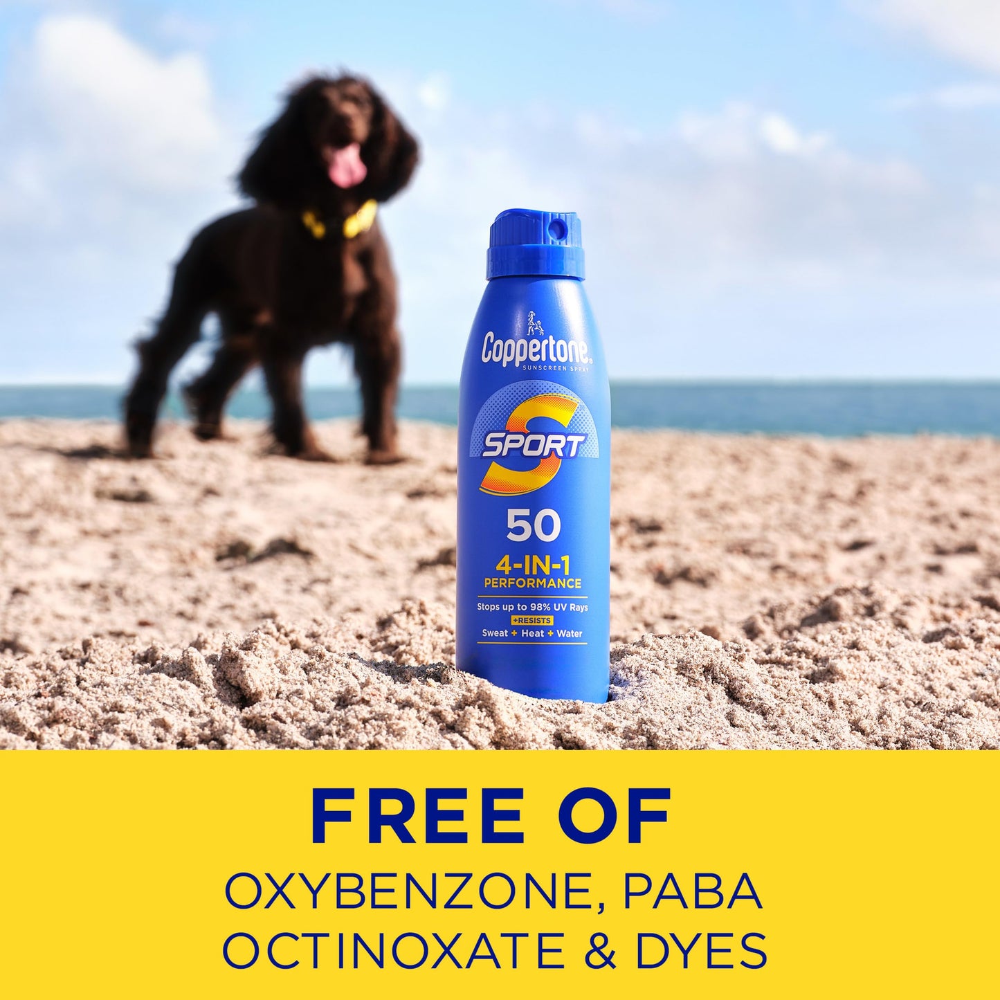 Coppertone Sport Sunscreen Spray SPF 50, Water Resistant Broad Spectrum UVA/UVB Spray Sunscreen