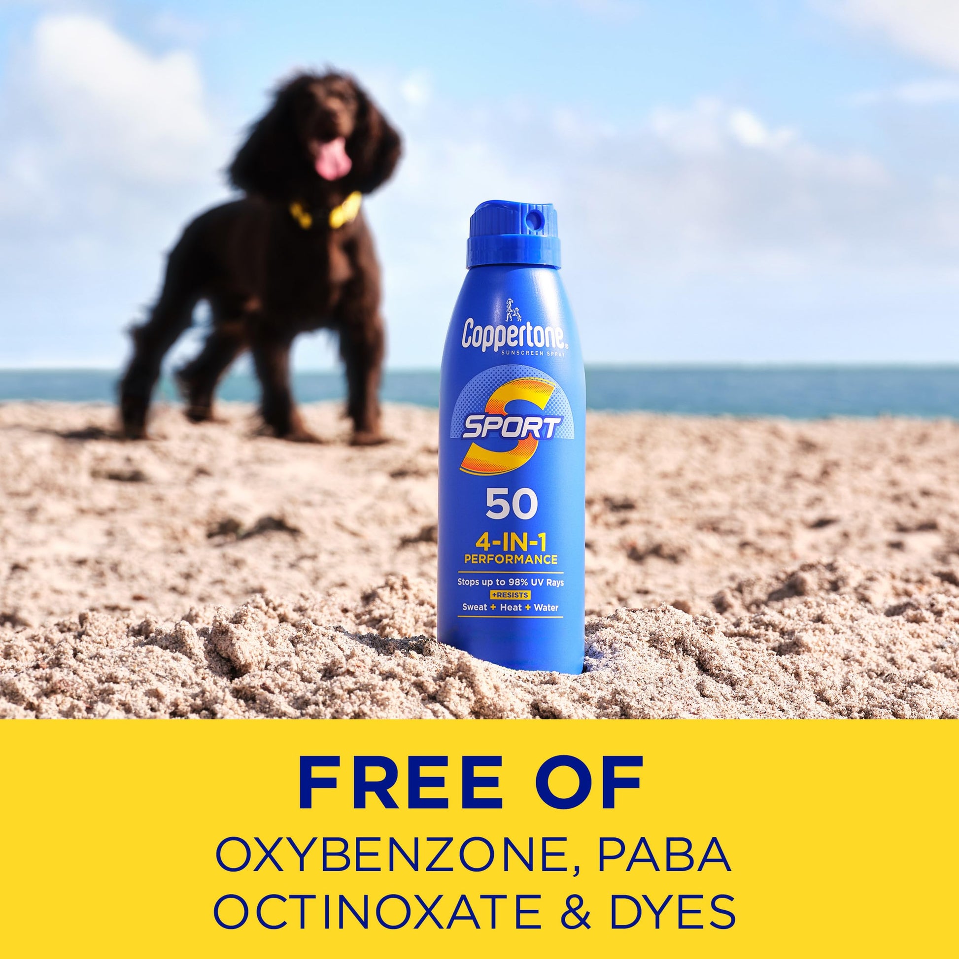 Coppertone Sport Sunscreen Spray SPF 50, Water Resistant Broad Spectrum UVA/UVB Spray Sunscreen