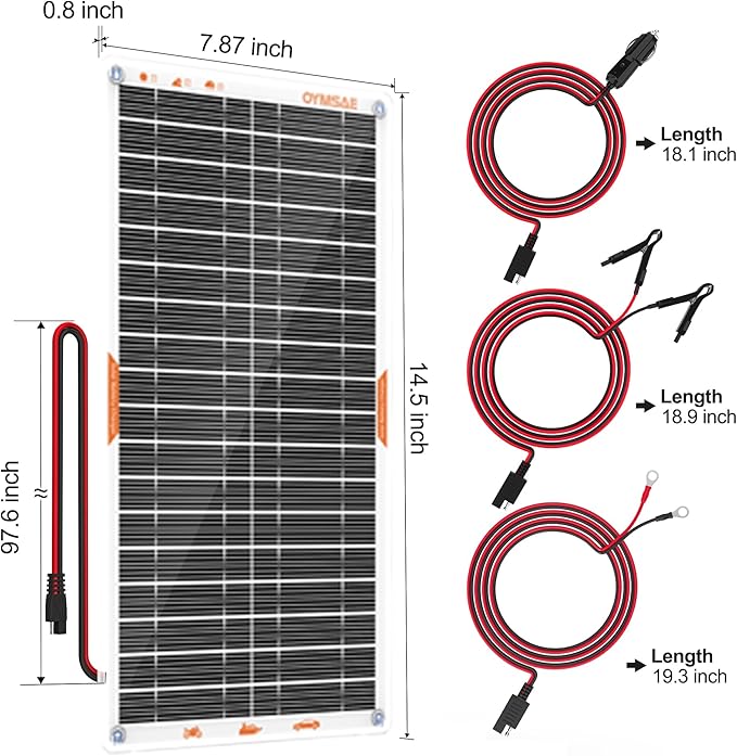OYMSAE White 10W Solar Car Battery Charger Portable 12V Trickle Battery Charger & Maintainer Waterproof Solar Panel for Car Boat Automotive RV