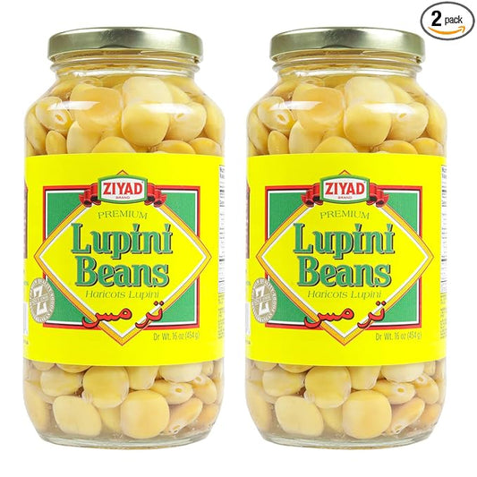 Ziyad Brand Premium Lupini Beans Snack, High Plant Protein, Keto, Mediterranean Diet, Non Perishable, Vegan, Vegetarian, 16 oz Pack of 2