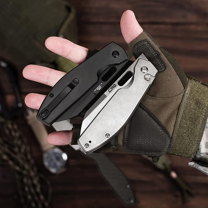 CJRB Pocket EDC Knife Ekko(J1929) Button Lock Small Folding Knife AR-RPM9 Steel Blade and Black PVD Stainless Steel Handle Outdoor for Men Women