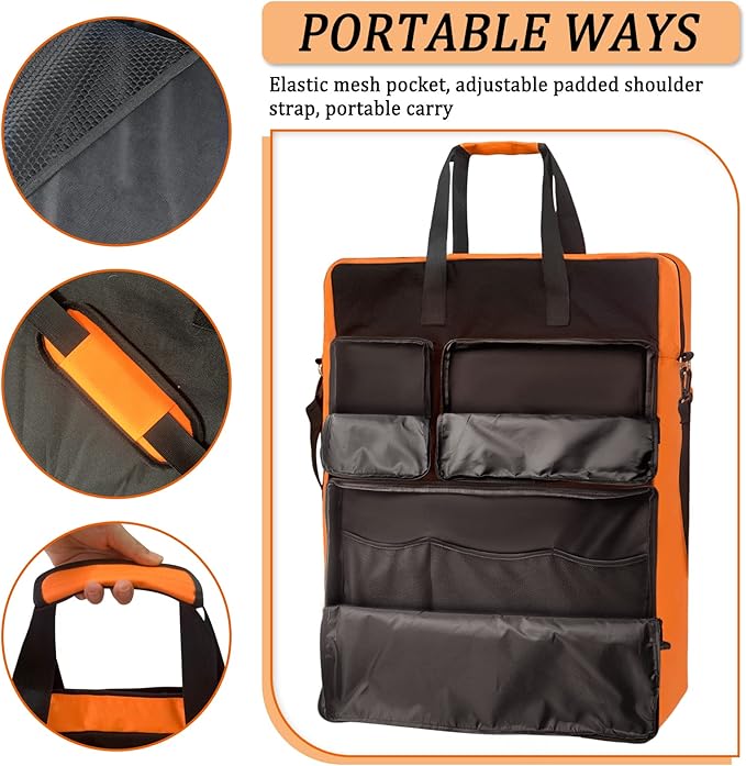 Padded Utility Solar Panel Bag,for Jackery 100 watt Solar Panel,Double Layer Design, Can Hold 2 Battery Panels,Orange
