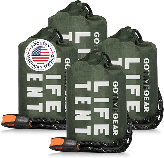 Go Time Gear Survival Life Tent ??2 Person Mylar Emergency Shelter Tube Tent + Paracord ??All-Weather Protection for Camping, Hiking, & Survival Kits ??Includes Emergency Whistle