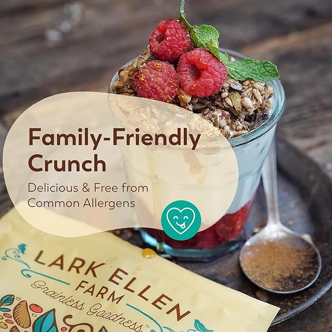 Lark Ellen Farm Vanilla Cinnamon Granola Clusters, Gluten Free, Vegan, Certified Organic, Low Sugar Healthy Snack for Cereal, Yogurt, or With Honey 8 oz - 3 Pack
