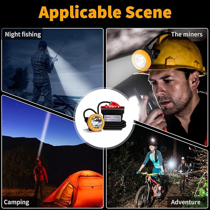 Safety Mining Headlamp 1+2 LED Rechargeable Coal Mining Light with Battery Pack, Waterproof Explosion Proof Hard Hat Cap Lamp, Durable LED Torch Headlight for Mining, Tunneling, Outdoor Work
