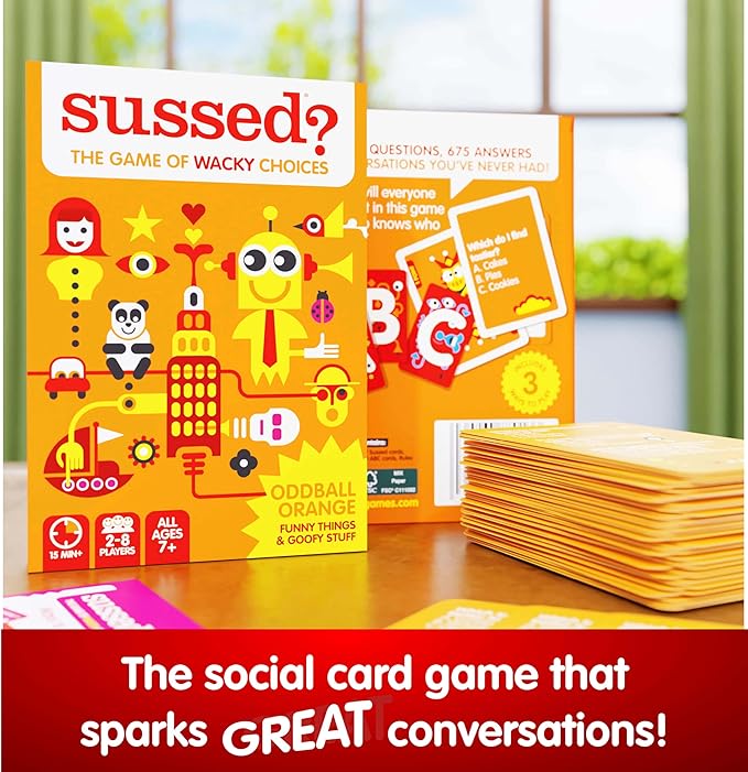 SUSSED The Wacky ?˜What Would You Do??Travel Card Game - Social Fun for Kids and Teens - Fun Boo Basket Stuffer for Families - Ages 7+ - Orange Pack