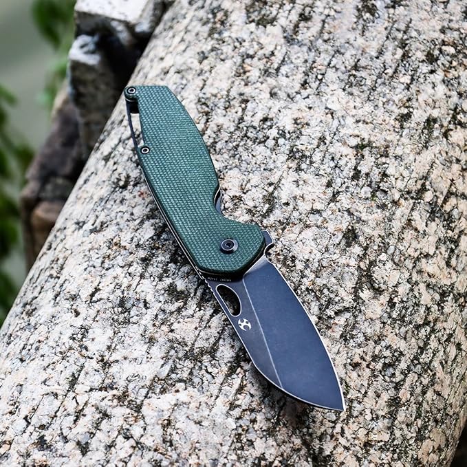 KANSEPT Model 6 Pocket Knives EDC Camping 3.1'' 154CM Material Pocket with Green Micarta Handle Everyday Carry T1022A2