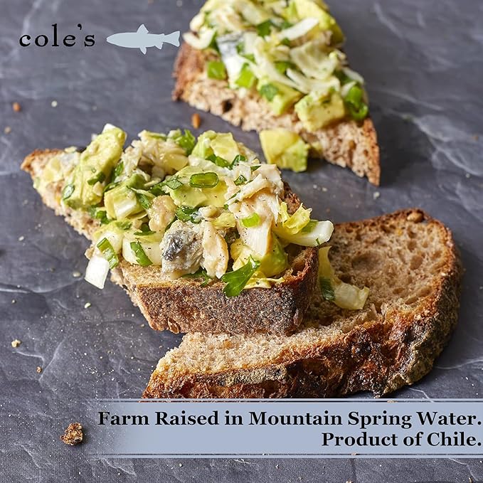 COLE?™S - Smoked Trout Fillet with Extra Virgin Olive Oil | 3.2oz Hand-Packed Canned Fish | High in Protein & Vitamin D | Preservative Free | Pack of 5