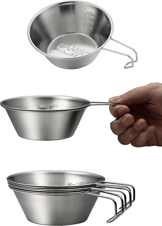 NANGOGEAR Camping Sierra Cup 310ml 2pcs Set Food Grade Stainless Steel Dishwasher Safe (21110)