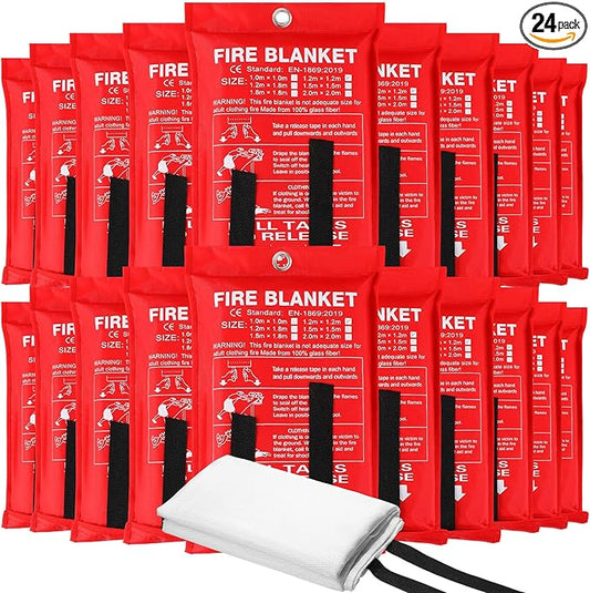 Jerify 24 Pack Fire Blanket for Home Emergency - 47 x 47 Inch Kitchen Fire Suppression, Fiberglass Flame Retardant Protection and Heat Insulation (Red)