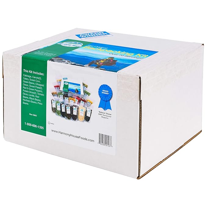 The Backpacking Kit - 18Ct Premium Lightweight Meals in 1 Cup Resealable Pouches by Harmony House Foods, Single Set White