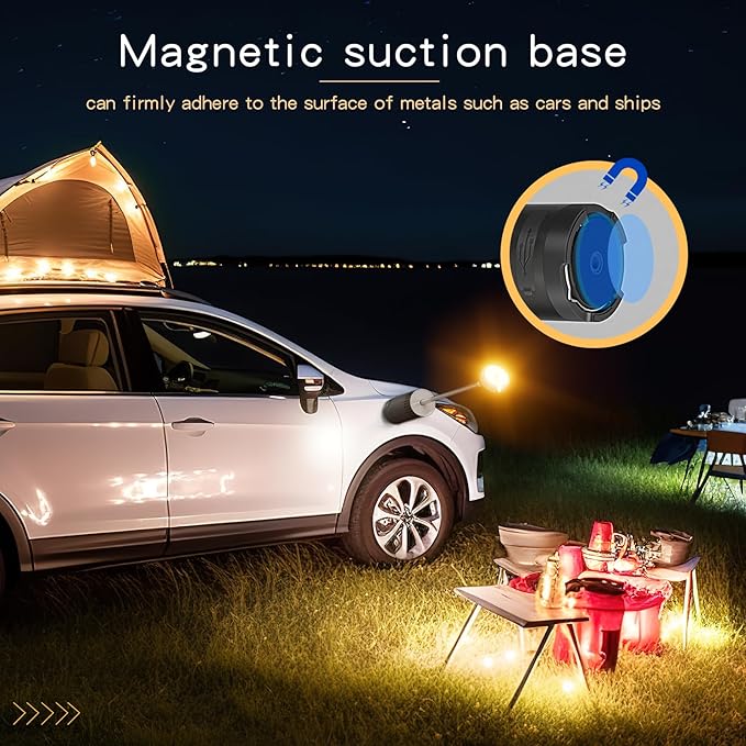 Camping Lights Rechargeable, Detachable Camping Lantern with Stand, Telescopic Waterproof Camp Lamp, Magnetic Work Hanging Light, LED Tent Flashlights for Emergency (Black- Upgraded)