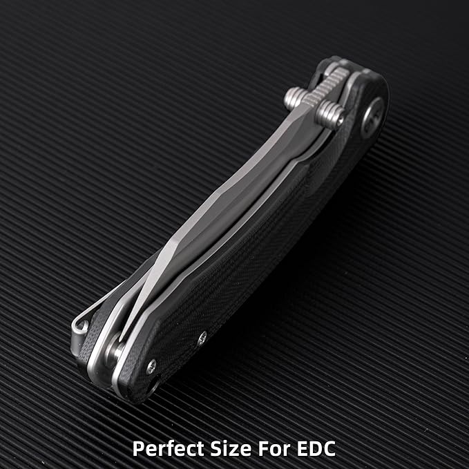 Folding Pocket Knife, 3.35" 14C28N Blade G10 Handle EDC Knife with Liner Lock, Small Pocket Knife with Clip for Men, Sharp Camping Hiking Hunting Survival Knives (Silver)