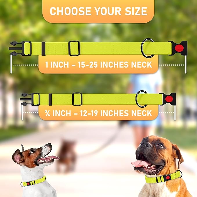 Adjustable Dog Collar with QR Code Dog Tag ID Attached - Made in USA - Honeycomb Waterproof Heavy Duty Dog Collar with Safe Lock Buckle - Odor Proof Pet Collar for Dogs with Strong Zinc D Ring