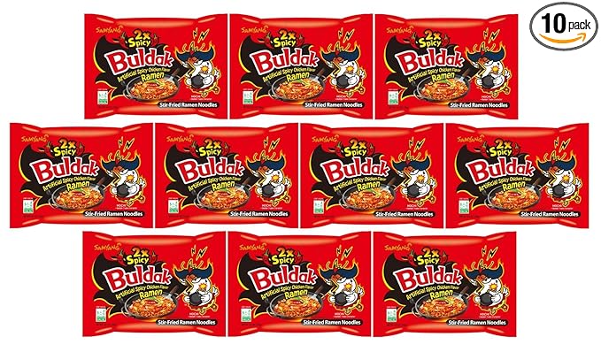 KF GOODIES Korean Ramen Variety Pack Gift Box (10 Count) – Spicy Buldak Noodle Assortment for Birthdays, College Care Packages, Office Snacks, and Gift Baskets