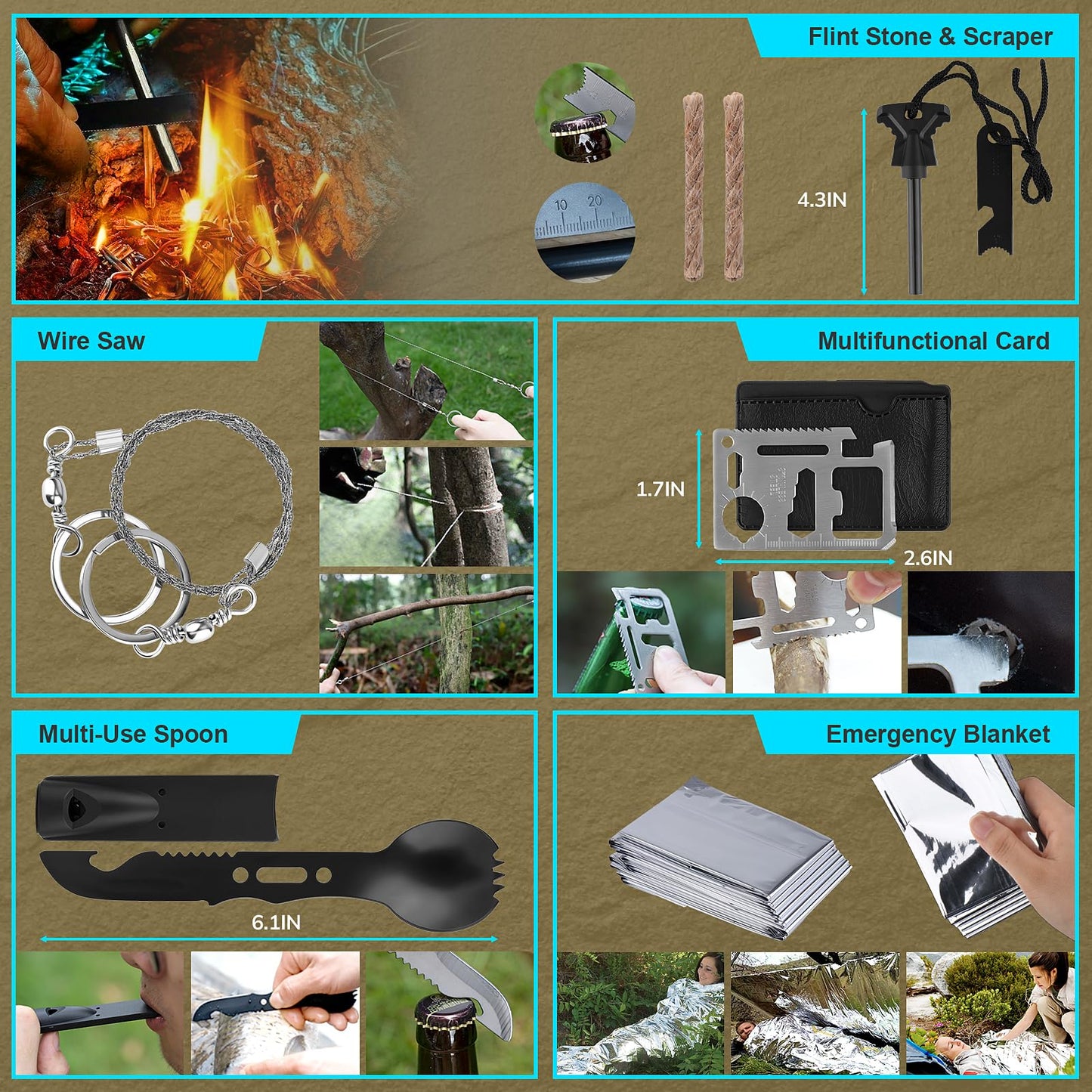 Survival Kit, Gifts for Fathers Day Men, Women, 251pcs Emergency Survival Gear and Supplies