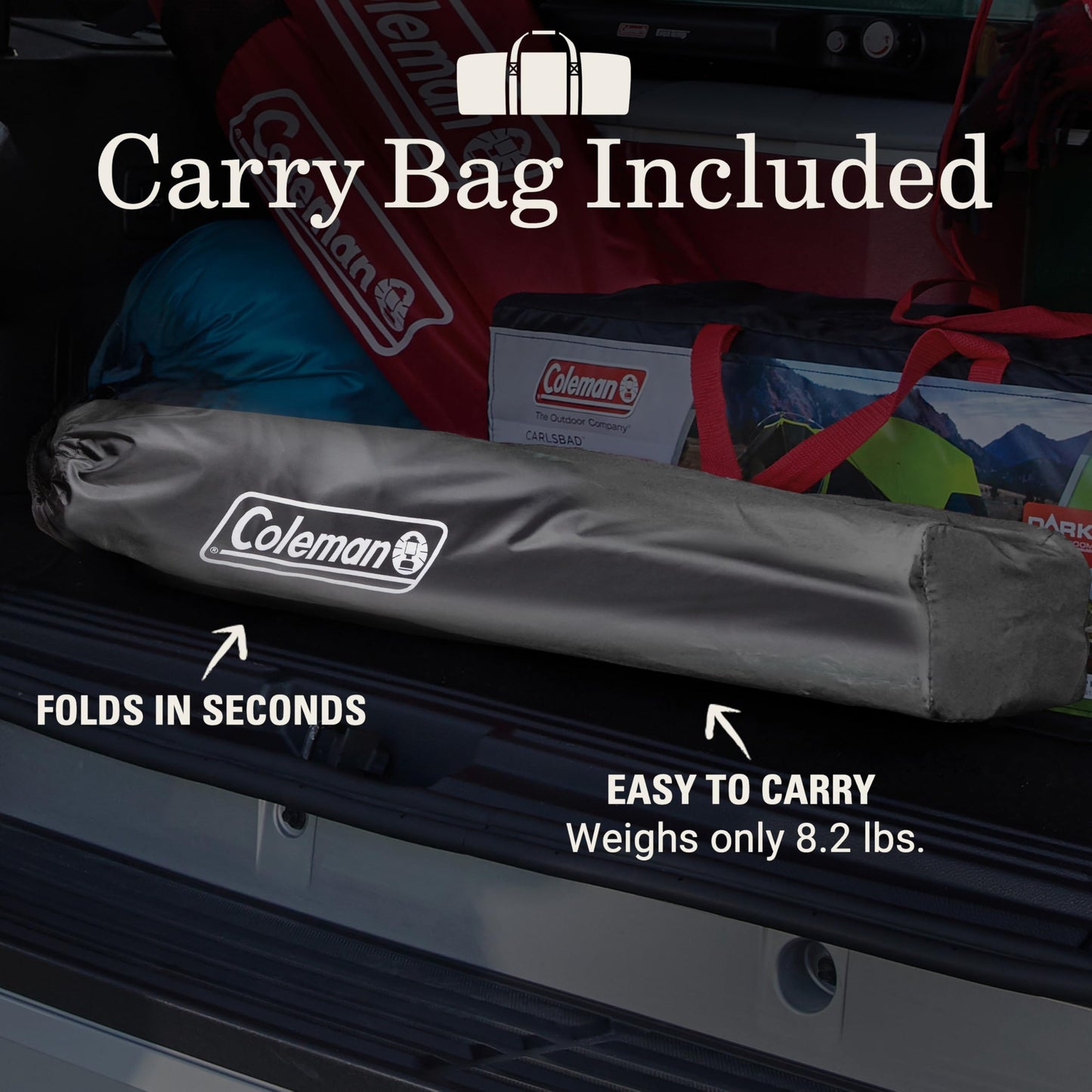 Coleman Portable Camping Chair with 4-Can Cooler, Cushioned Seat & Back with Side Pockets & Cup