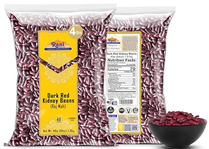 Rani Red Kidney Beans, Dark 64oz (4lbs) 1.81kg Bulk ~ All Natural | Vegan | Gluten Friendly | NON-GMO | Kosher | Raj Mah
