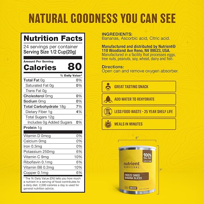 Premium Freeze-Dried Bananas ??#10 Can | 25-yr Shelf Life | Emergency Food Storage