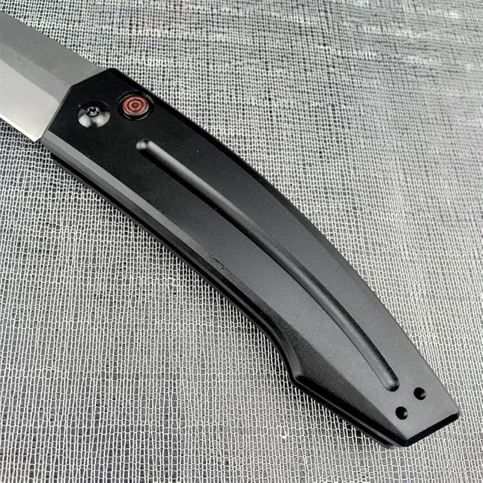 3.31'' D2 Steel Blade Aluminum Handles Speed Safe Botton Fast Opening Folding Knife with Pocket Clip, Camping EDC Tools, Survival Knives, Christmas Gift for Men and Women (White Full Blade)