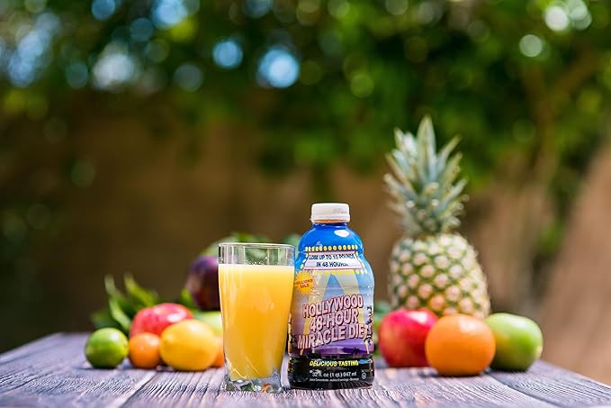Hollywood diet - 48-Hour Miracle Fruit Juice Cleanse Diet 4-Pack, Detox Cleanse for Weight Loss & Rejuvenation, Food Replacement, Fast Acting Diet, Delicious & Tasty Formula, 32 Fl. Oz.