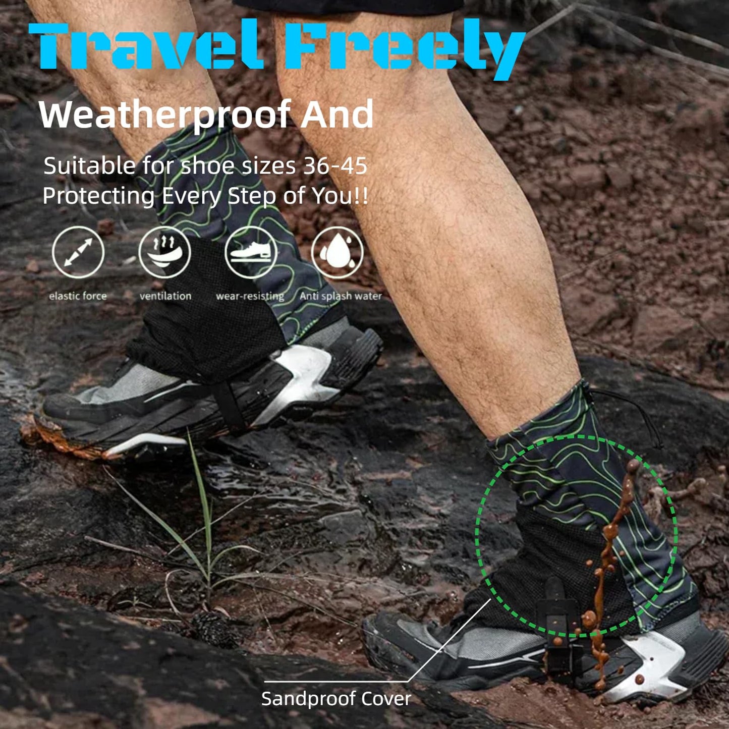 UNIQOCK Low Gaiters,Ankle Gaiters,Snow Boot Guard Gators,Shoe Gaiters,Gators for Hiking Boots,Leg