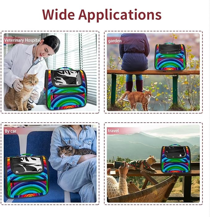 Rainbow Cat Carriers Dog Carrier Pet Carrier with Locking Safety Zippers for Cats, Kitties, Puppies and Small Dogs