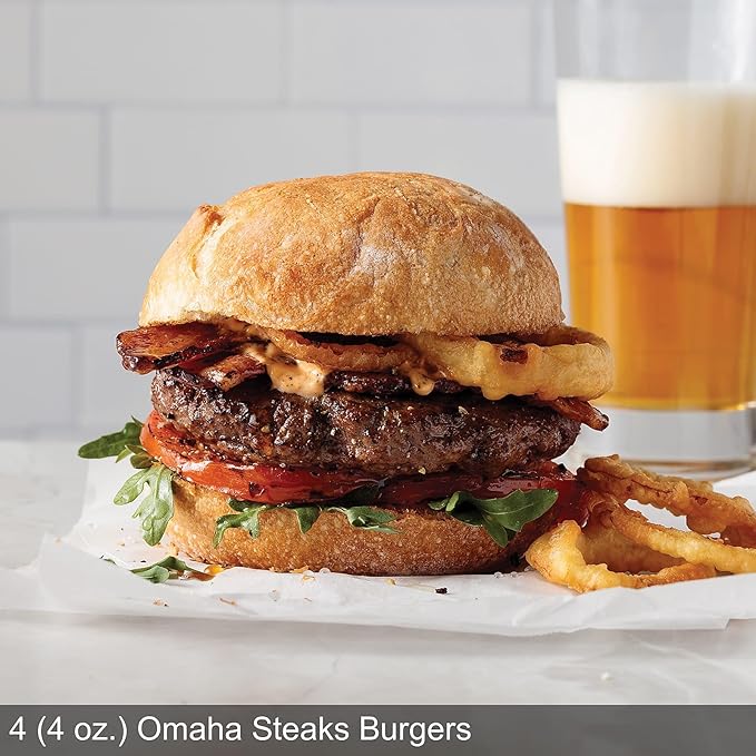 Omaha Steaks Deluxe Gift Package (4 Bacon-Wrapped Filet Mignons, 4 Steak Burgers, 4 Gourmet Jumbo Franks, 4 Potatoes au Gratin, 4 Caramel Apple Tartlets, 1 jar Omaha Steaks Seasoning)