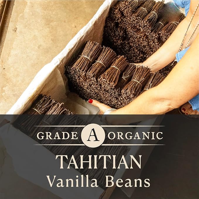 Cook?™s, Tahitian Organic Vanilla Beans, Grade A, World?™s Finest Gourmet Fresh Premium Vanilla, Certified Organic by CCOF, 3 Whole Beans