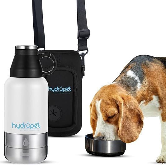 Hydropet Portable Dog Water Bottle (64 oz) - Insulated Dogs & Cats Travel Bottles, Stainless Steel - Detachable Dog Food Bowl and Water Bowl - Great for Daily Walks - Puppy Essentials & Accessories