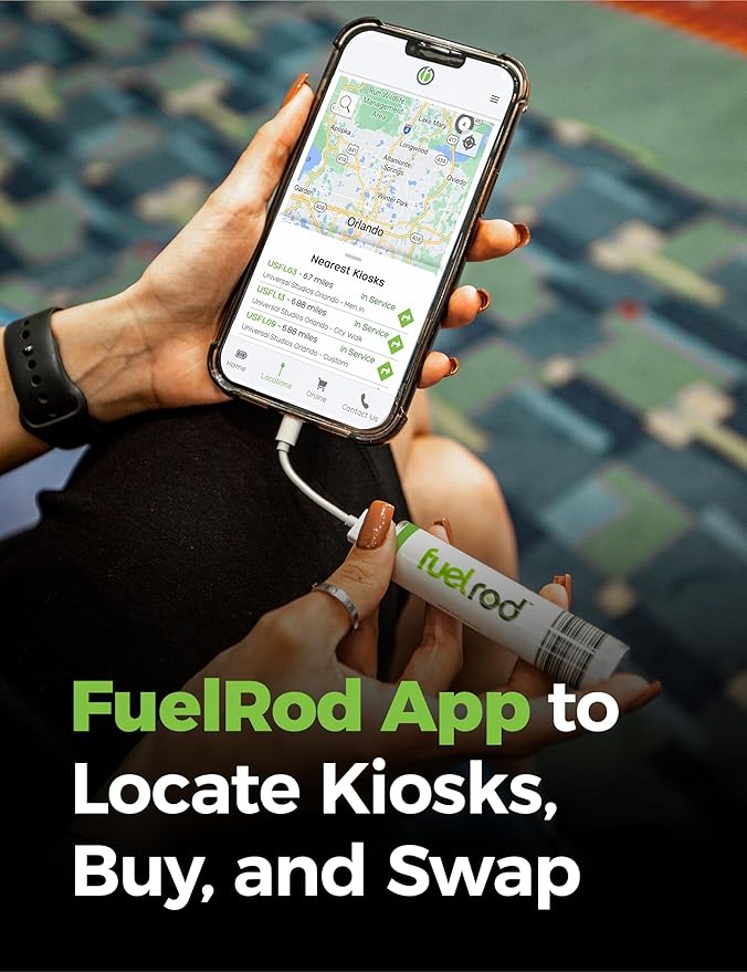 FuelRod USB-C Portable Charger Kit - Pack of 2 - Includes All Cables & Adapters Compatible with All Tablets & Smart Phones, Rechargeable Backup Power Bank, Swap for Charged Rod at Kiosk