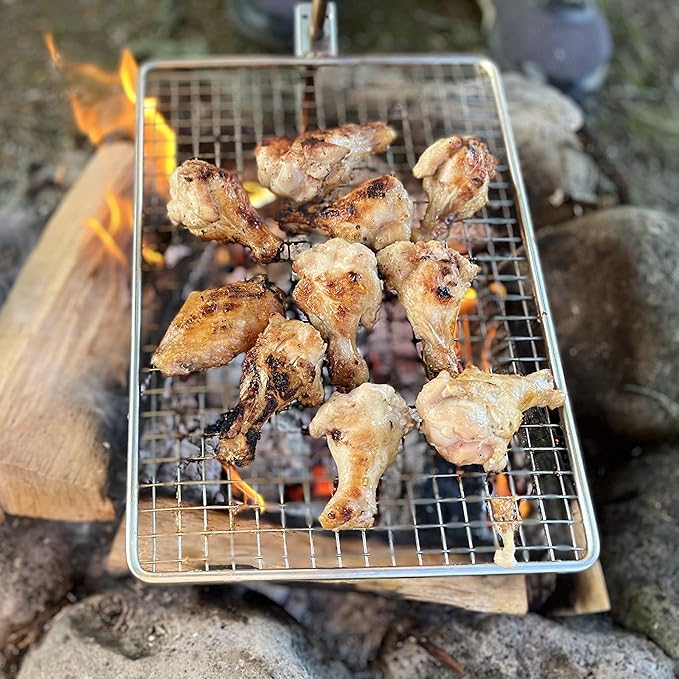Campfire Grill ??Small, Lightweight 304 Stainless Steel Cooking Grate for Camping, Hiking, Backpacking ??Portable Campfire Cooking Grill for 1?? People