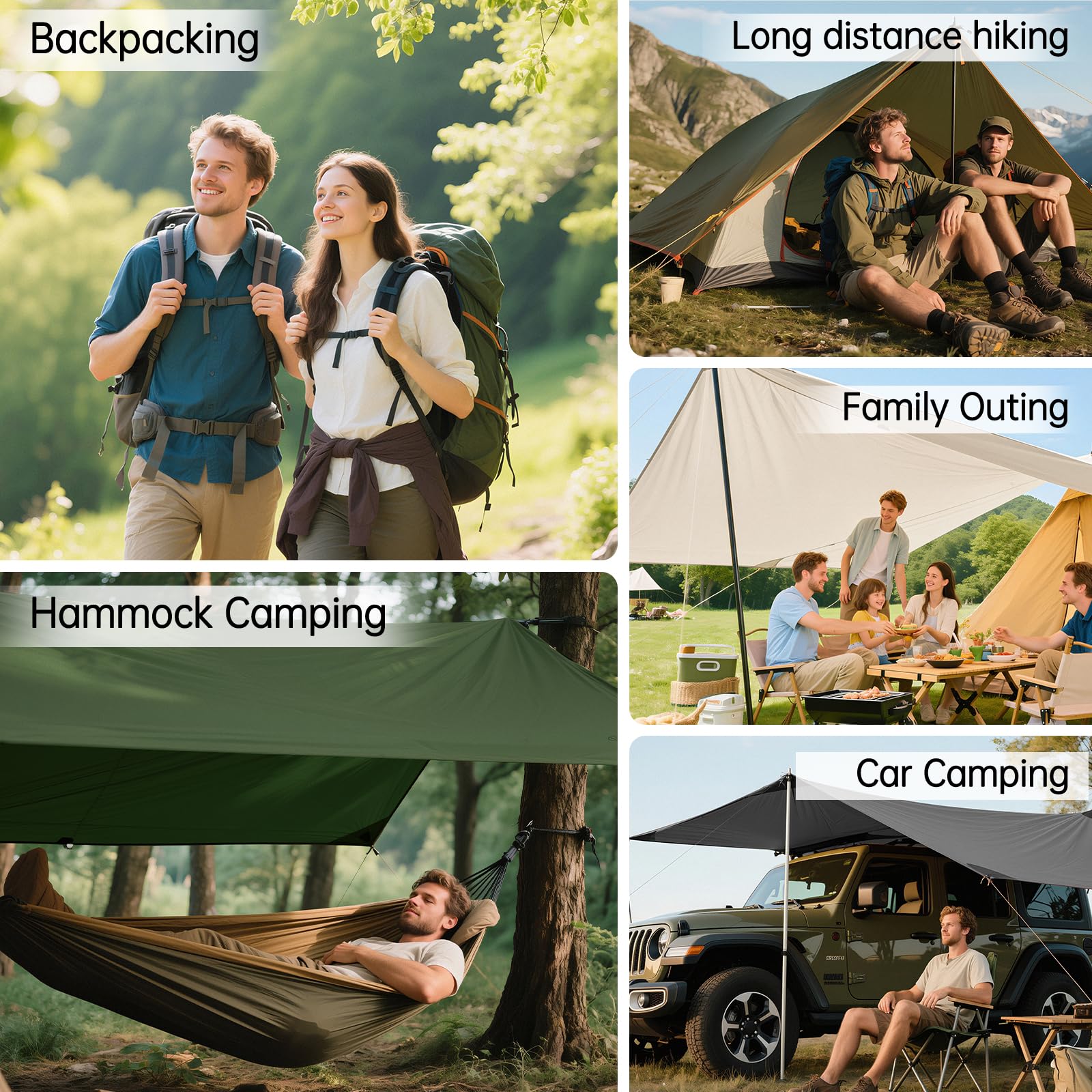 FREE SOLDIER Waterproof Camping Tarp Shelter Awning(Camo 10×10.5ft)