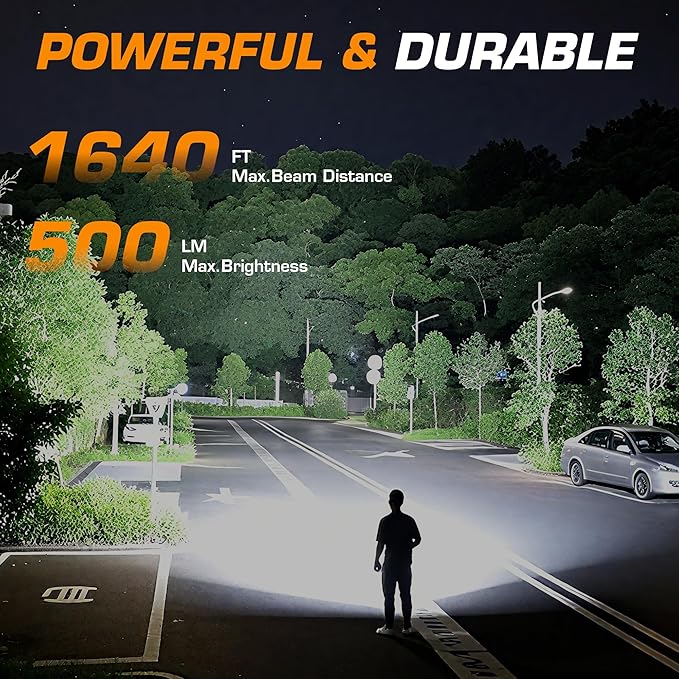 EverBrite Powerful Rechargeable Spotlight, 500lm LED Flashlight with Adjustable Stand, Perfect for Outdoor, Work, Emergency