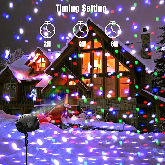 Christmas Halloween Projector Lights Outdoor,Indoor 15 Colors Snowfall Rotating Falling Snow Projector with Remote and Timer,Waterproof Landscape Lights for Home Yard Garden Window Christmas Decor