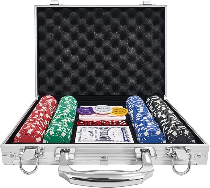 Poker Chips with Numbers,200PCS Poker Chip Set with Aluminum Travel Case,11.5 Gram Poker Set for Texas Holdem and Blackjack Gambling.