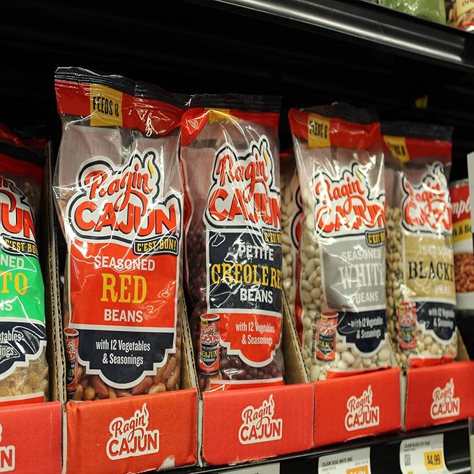 Ragin' Cajun Seasoned Blackeye Beans - 16 oz Pack, Fat-Free, Gluten-Free, Reduced Sodium - Authentic Louisiana Creole Dish with Seasoning