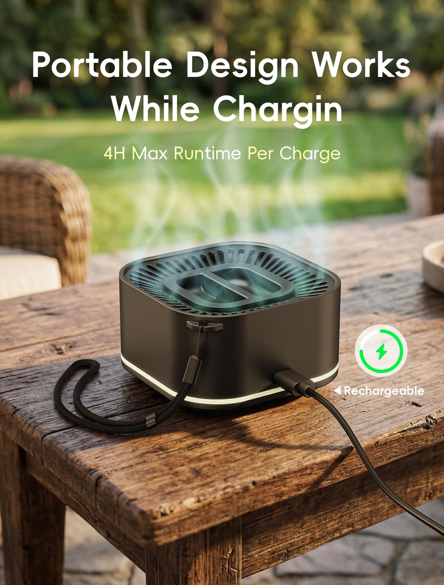 BuggyBands Rechargeable Mosquito Repellent Outdoor Patio, 2 Refills