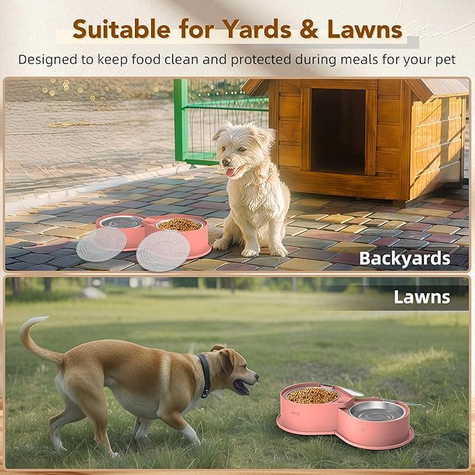 Stainless Steel Dog Bowl Set with Lids, 304 Metal Dual Food & Water Bowls for Dogs & Cats, Large Capacity Pet Feeder with Cover Keeps Food Fresh, Anti-Skid Dog Dish for Small/Medium/Large Pets