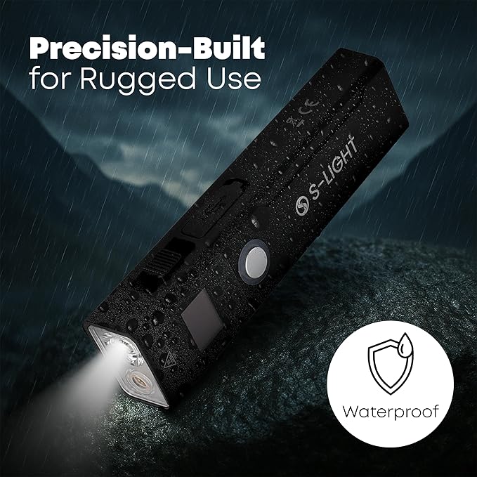 S Light Tactical Flashlights High Lumens Rechargeable - 1200LM Magnetic Base, Black, P100 LED, USB-C, Green Beam Laser, Dual Color Modes Rechargeable Flashlights High Lumens
