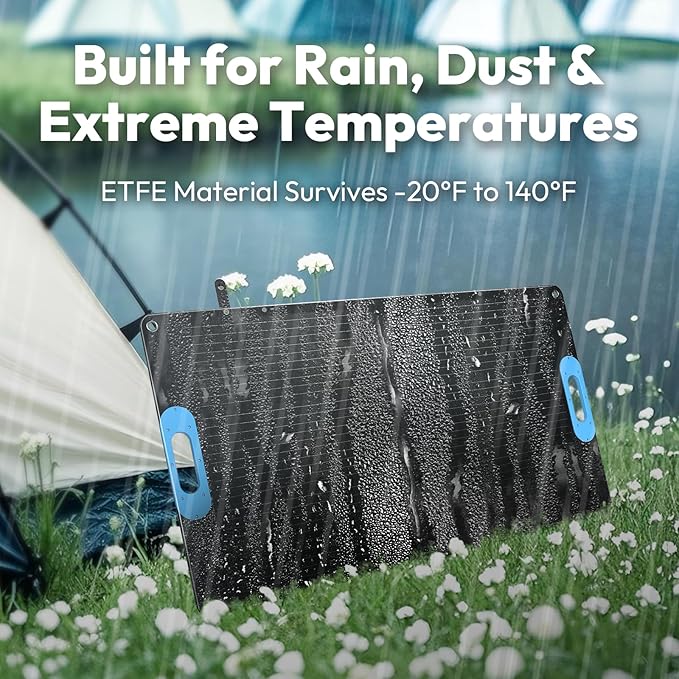 100W Portable Solar Panel, Foldable Backpacking Solar Charger with 23% High Efficiency, USB-C & Dual USB Ports, IP67 Waterproof, Lightweight & Durable for Camping,RV, Power Stations, Phones, Laptops