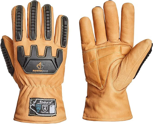 Superior Glove Endura Cut and Impact Resistant Leather Work Gloves – Insulated for Cold Winter Temperatures – 378KGTVB Large (Pack of 1 Pair)