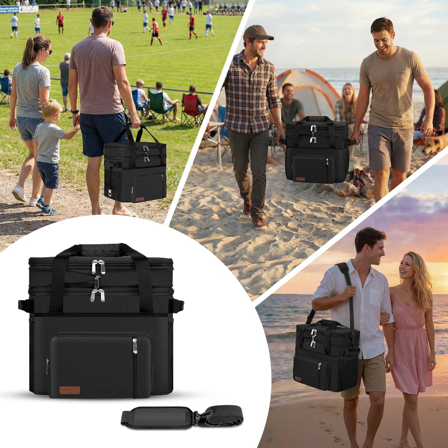 MIYCOO Cooler Bag with Expandable Double Deck, 60 Can Leakproof Cooler