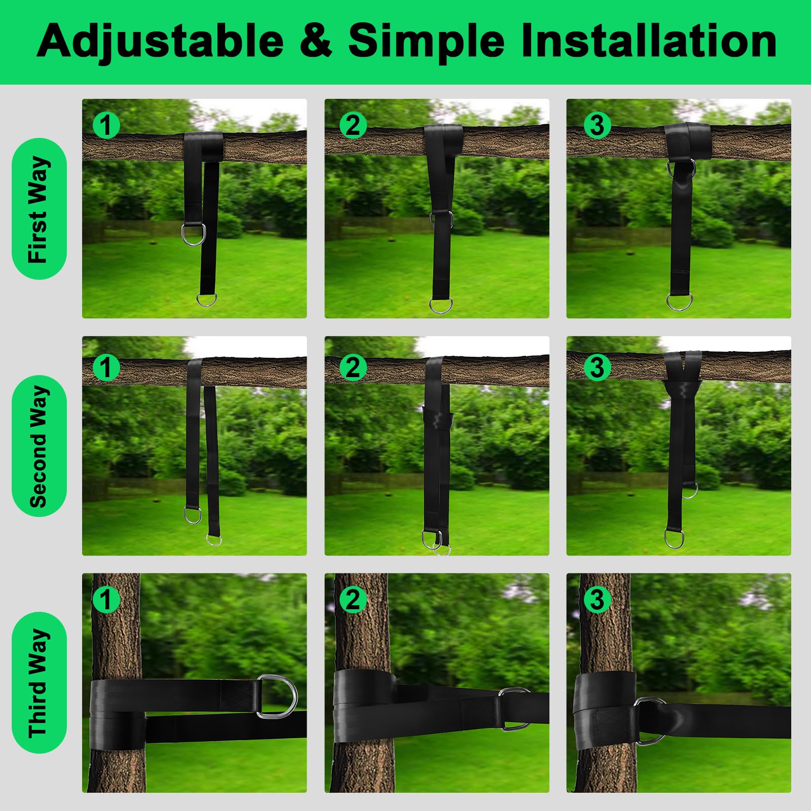 Tree Swing Hanging Straps Kit Holds 2000 lbs,8ft Extra Long Straps Strap with Safer Lock Snap