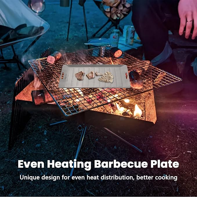 Camping Cookware Set, Camping Grill Pan or BBQ Tongs Set Portable Outdoor Cookware Lightweight Grill Pan for Backpacking Cooking Picnic