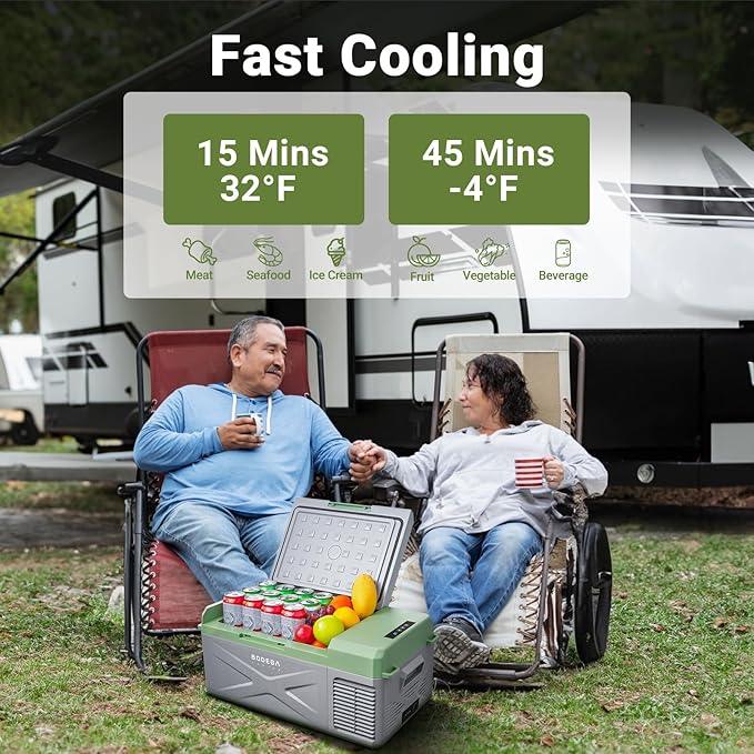 BODEGACOOLER 12 Volt Car Refrigerator, 17 Quart Portable Freezer, Car Fridge -4℉-68℉, Electric Cooler 12/24V DC100-240 Volt AC for Outdoor, RV, Camping, Travel, Vehicles, Home Use