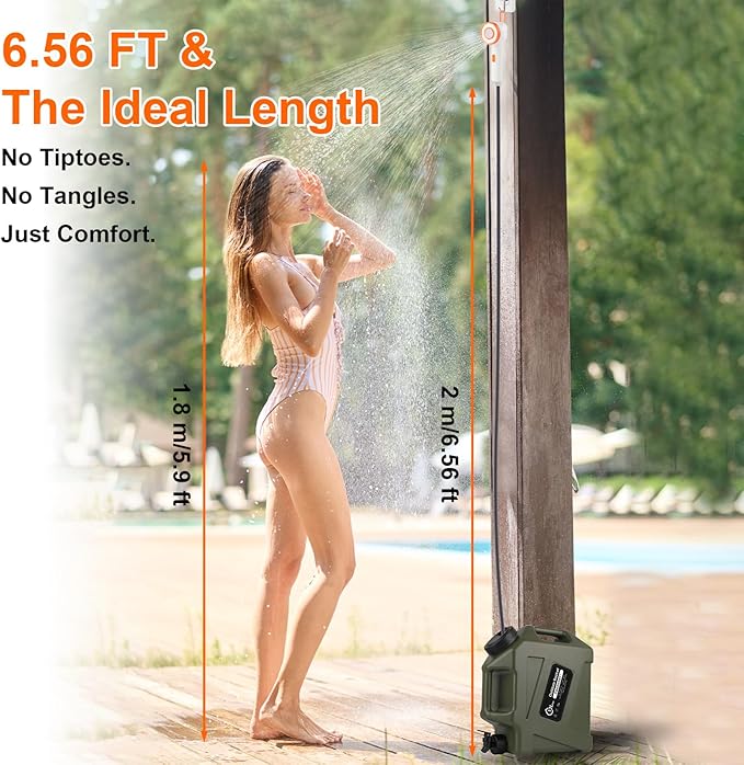 Portable Camping Shower Head with Filter Function, Handheld Electric Shower Head with LED Light and USB-C, Integrated Design of Water Pump with Filtration, Outdoor Camp, RV, Travel, Indoors