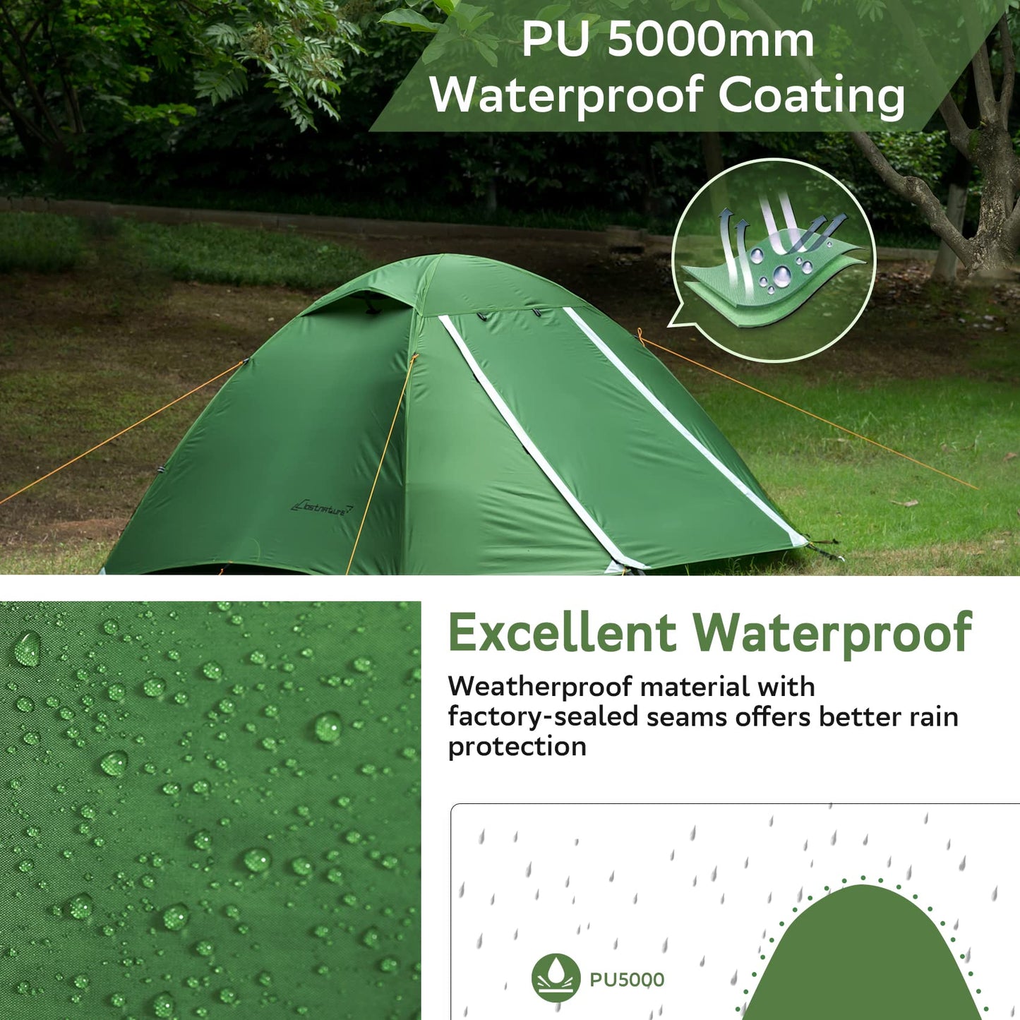 Clostnature 3 Person Lightweight Backpacking Tent, Camping Tent