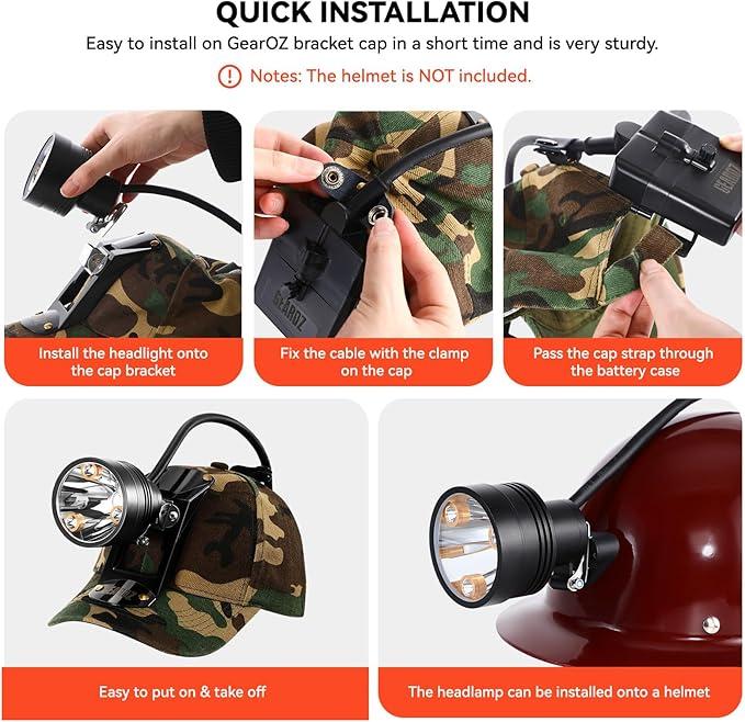 Coon Hunting Lights Headlamp for Coyotes Hog Predators, 10W Rechargeable & IPX5 Waterproof, 6 Lighting Modes, 45000LUX 4-Color LED (White Red Green Amber) with Camo Hunting Hat for Forehead